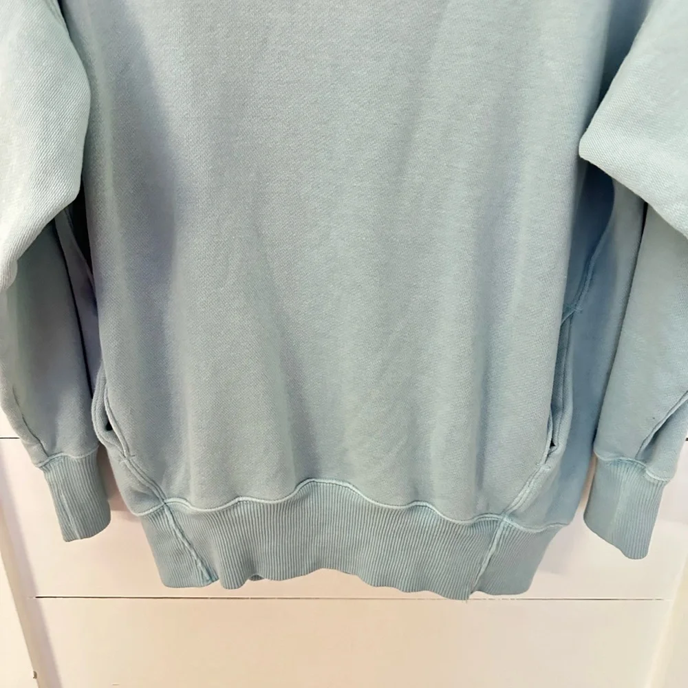 AERI S Cozy Mock Neck cotton blend woman blue sweatshirt cozy comfort casual - Picture 4 of 15